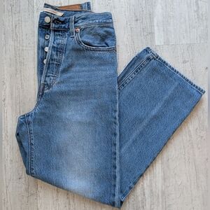 Levi's Ribcage High Rise Straight Crop/ Vintage Medium Blue- Size 27